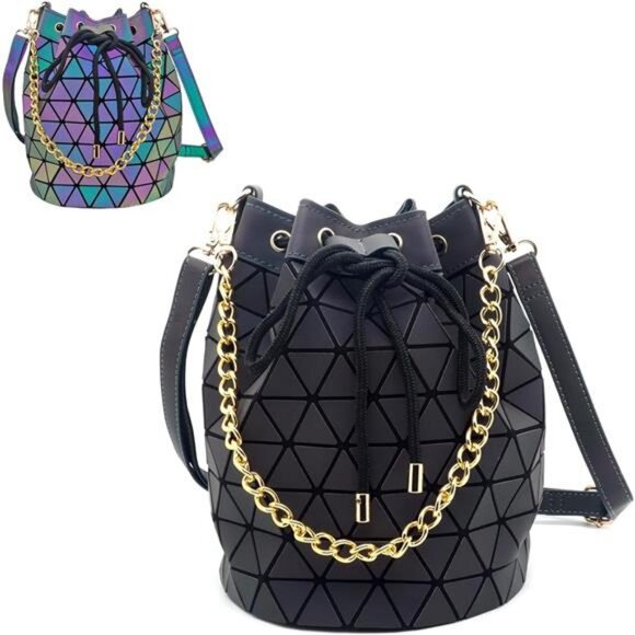 Geometry Luminous Purse Geometrical Bags and Holographic Crossbody Bag - Picture 1 of 7